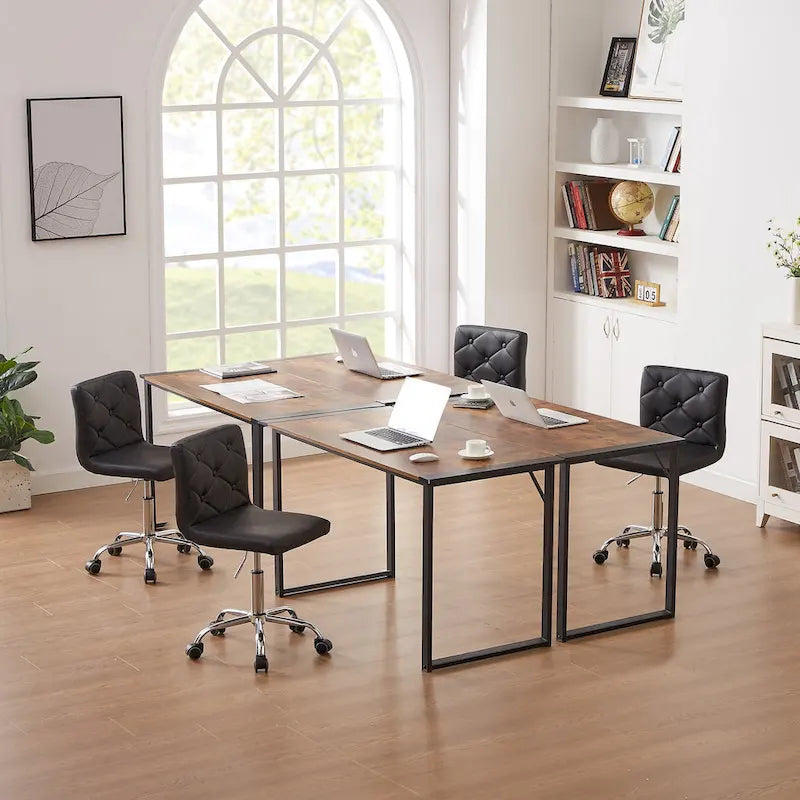 Javlergo Armless Office Desk Chair, PU Leather Mid-Back Adjustable Height 360 Rolling Swivel for Home Office Work