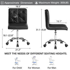Javlergo Armless Office Desk Chair, PU Leather Mid-Back Adjustable Height 360 Rolling Swivel for Home Office Work
