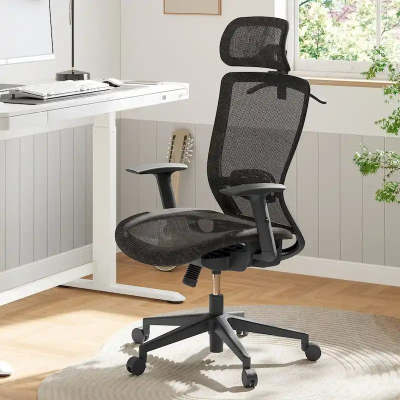 FlexiSpot Ergonomic Office Desk Chair 360 Swivel Height Adjustable Mesh Chair Adjustable Headrest, Lumbar Support, Armrest