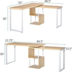 L Shaped Table with Storage Shelves