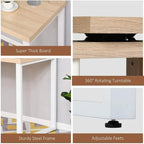 L Shaped Table with Storage Shelves