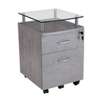Porch & Den Capilano Glass Top Rolling File Cabinet