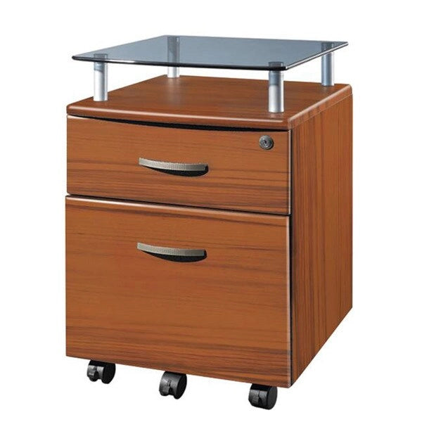 Porch & Den Capilano Glass Top Rolling File Cabinet