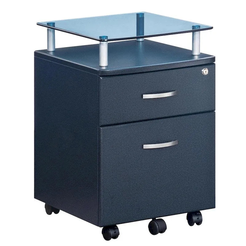 Porch & Den Capilano Glass Top Rolling File Cabinet