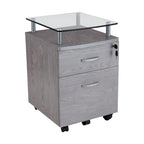 Porch & Den Capilano Glass Top Rolling File Cabinet