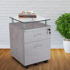 Porch & Den Capilano Glass Top Rolling File Cabinet
