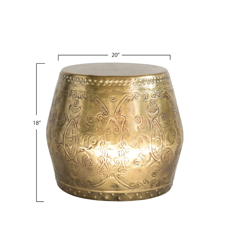 Debossed Metal Drum Side Table