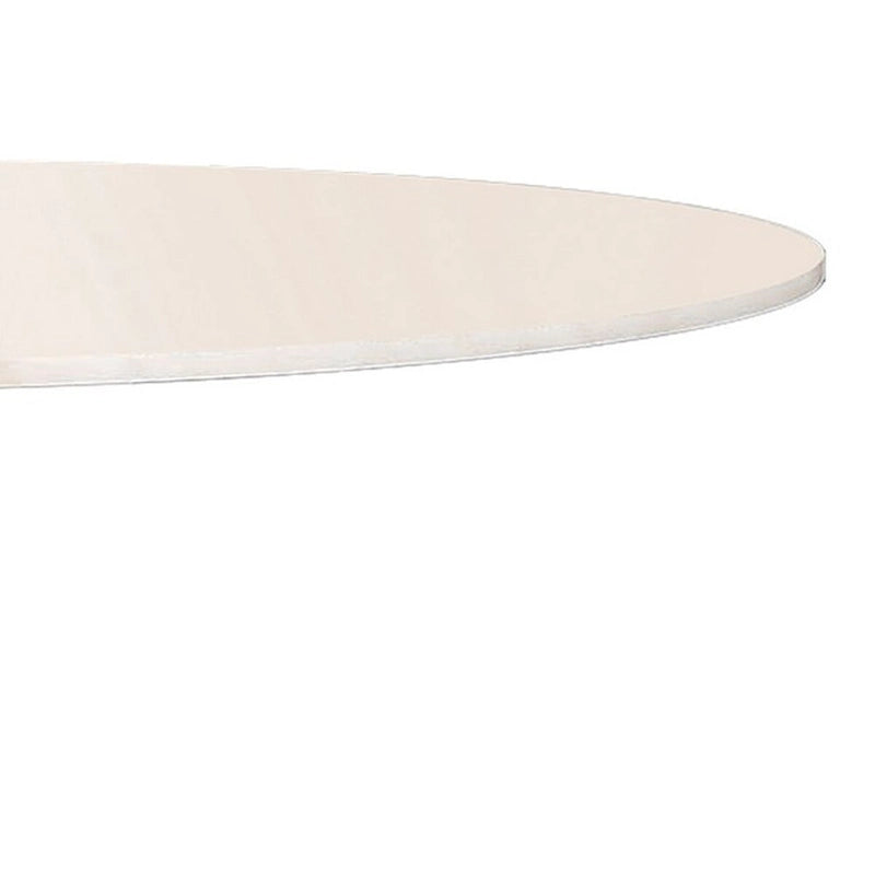 30 Inch Round Marble Top Modern Dining Table, White and Gold