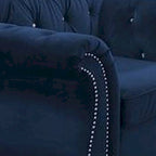 Rima 51 Inch Classic Accent Chair, Velvet Upholstery, Rolled Arms, Indigo