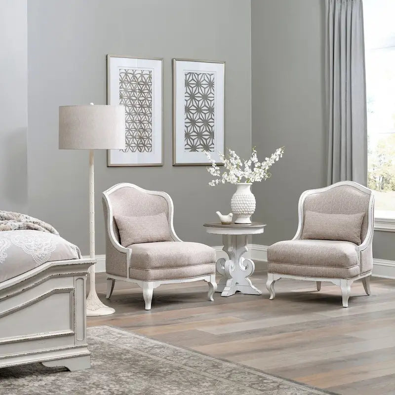 Magnolia Manor Antique White Upholstered Accent Chair