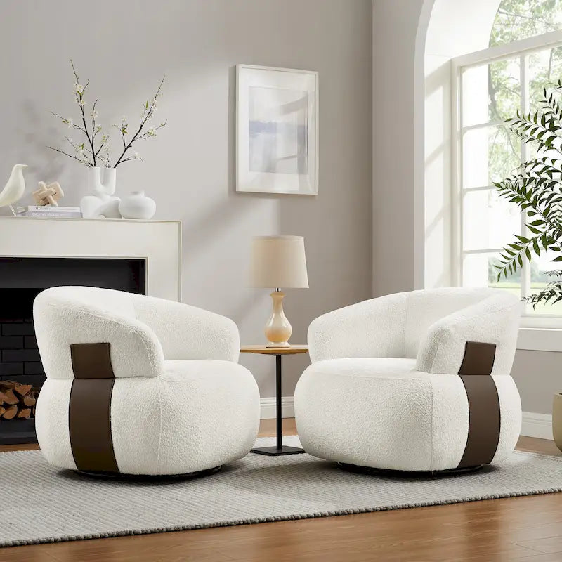 Kieon 33W 360 Swivel Modern Barrel Chair Accent Chair Set of 2