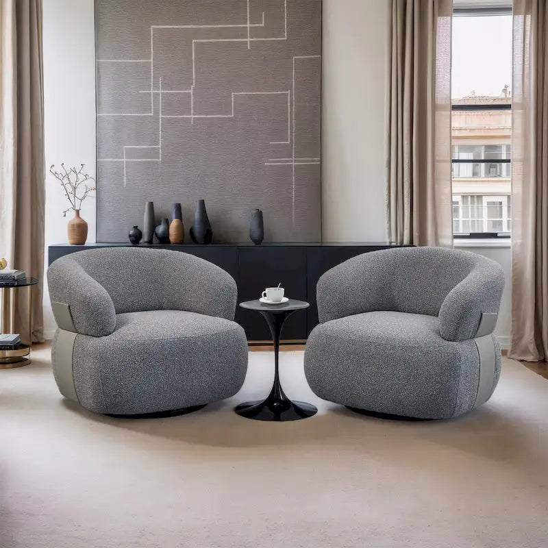 Kieon 33W 360 Swivel Modern Barrel Chair Accent Chair Set of 2