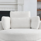 39W Oversized Swivel Chair,moon storage ottoman,Loveseat Circle Swivel Barrel Chairs Cuddle Sofa Lounger Armchair,4 Pillows