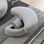 39W Oversized Swivel Chair,moon storage ottoman,Loveseat Circle Swivel Barrel Chairs Cuddle Sofa Lounger Armchair,4 Pillows