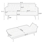 Futon Sofa Bed, Faux leather Foldable Couch Convertible Loveseat Sleeper Daybed with Adjustable Armrests for Small Space