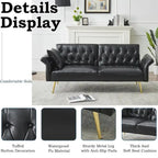Futon Sofa Bed, Faux leather Foldable Couch Convertible Loveseat Sleeper Daybed with Adjustable Armrests for Small Space