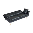 Futon Sofa Bed, Faux leather Foldable Couch Convertible Loveseat Sleeper Daybed with Adjustable Armrests for Small Space