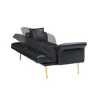 Futon Sofa Bed, Faux leather Foldable Couch Convertible Loveseat Sleeper Daybed with Adjustable Armrests for Small Space