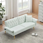Futon Sofa Bed, Faux leather Foldable Couch Convertible Loveseat Sleeper Daybed with Adjustable Armrests for Small Space