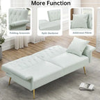 Futon Sofa Bed, Faux leather Foldable Couch Convertible Loveseat Sleeper Daybed with Adjustable Armrests for Small Space