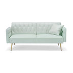 Futon Sofa Bed, Faux leather Foldable Couch Convertible Loveseat Sleeper Daybed with Adjustable Armrests for Small Space