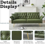 Futon Sofa Bed, Faux leather Foldable Couch Convertible Loveseat Sleeper Daybed with Adjustable Armrests for Small Space