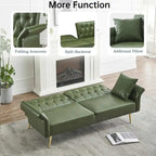 Futon Sofa Bed, Faux leather Foldable Couch Convertible Loveseat Sleeper Daybed with Adjustable Armrests for Small Space