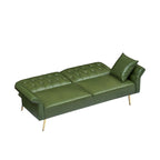 Futon Sofa Bed, Faux leather Foldable Couch Convertible Loveseat Sleeper Daybed with Adjustable Armrests for Small Space