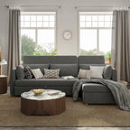98.43 Modern Minimalist L Shape Sofa BedAnti-scratch and Water-proof, Solid Wood Frame