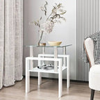 Modern Tempered Glass Tea Table Coffee Table End Table Square Table - 17.72L x 17.72 W x 20.5 H,