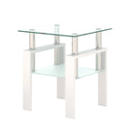 Modern Tempered Glass Tea Table Coffee Table End Table Square Table - 17.72L x 17.72 W x 20.5 H,