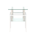 Modern Tempered Glass Tea Table Coffee Table End Table Square Table - 17.72L x 17.72 W x 20.5 H,