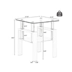 Modern Tempered Glass Tea Table Coffee Table End Table Square Table - 17.72L x 17.72 W x 20.5 H,