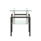 Modern Tempered Glass Tea Table Coffee Table End Table Square Table - 17.72L x 17.72 W x 20.5 H,
