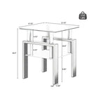 Modern Tempered Glass Tea Table Coffee Table End Table Square Table - 17.72L x 17.72 W x 20.5 H,