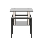 Modern Tempered Glass Tea Table Coffee Table End Table Square Table - 17.72L x 17.72 W x 20.5 H,