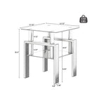 Modern Tempered Glass Tea Table Coffee Table End Table Square Table - 17.72L x 17.72 W x 20.5 H,