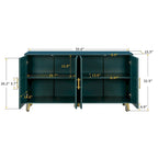 Wood TV Stand with Storage Cabinet & Adjustable Shelves, Media TV Console for Living Room Bedroom(Navy Blue)