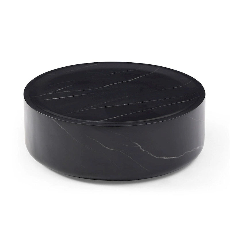 31.49 Sturdy Fiberglass Round Coffee Table with Large Storage