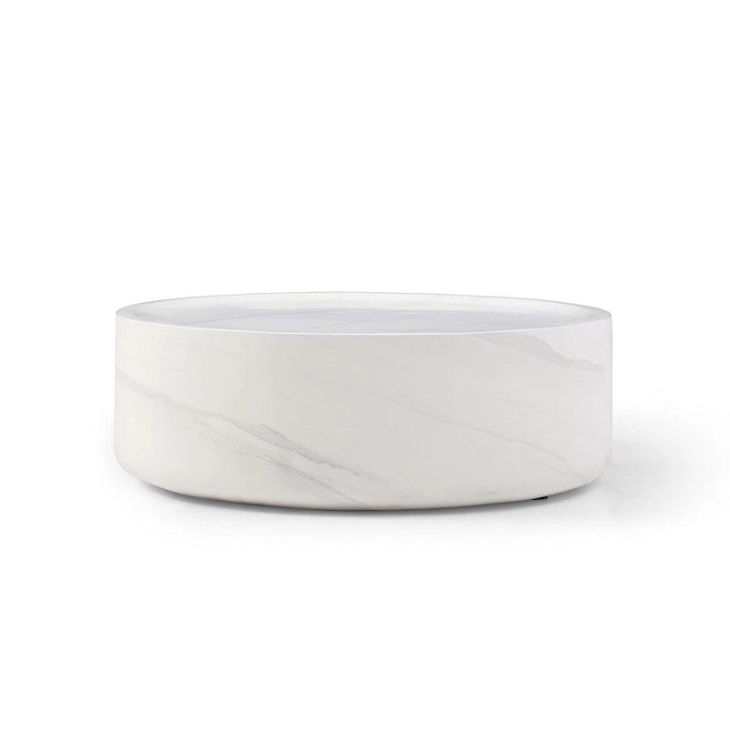 31.49 Sturdy Fiberglass Round Coffee Table with Large Storage