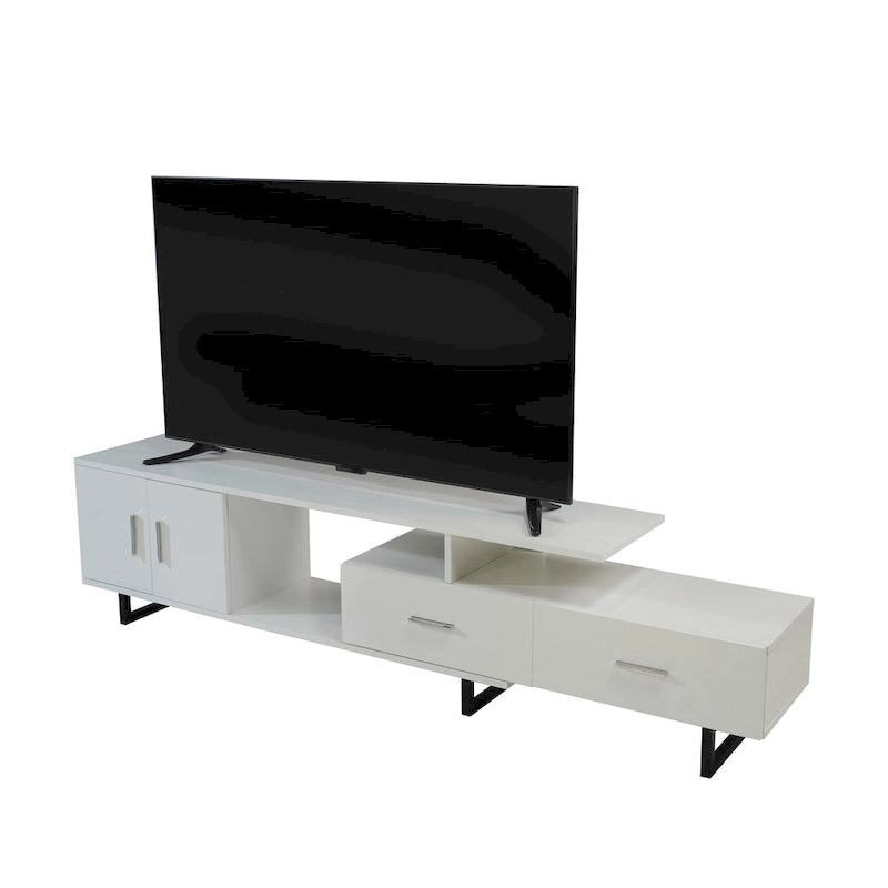 Avery 55-inch 2-Drawer 4-Shelf TV Stand in Steel