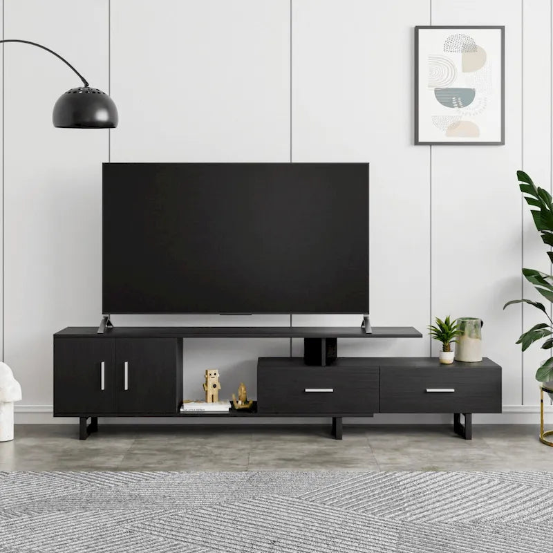 Avery 55-inch 2-Drawer 4-Shelf TV Stand in Steel