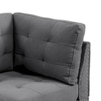 Lemy 32 Inch Modular Corner Sofa Chair, Tufted Gray Upholstery, Solid Wood
