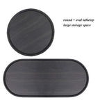 2-tier Modern Round End Table with Wood Storage Shelf