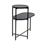 2-tier Modern Round End Table with Wood Storage Shelf