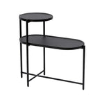 2-tier Modern Round End Table with Wood Storage Shelf