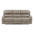 Patsy 85 Inch Manual Double Recliner Sofa, Brown Tufted Back Microfiber
