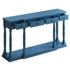 Retro Senior Console Table for Hallway Living Room Bedroom with 4 Storage Drawers and 1 Shelf