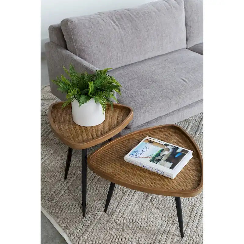 Macari Rollins Rattan Top Side Table - 17W x 17D x 19H