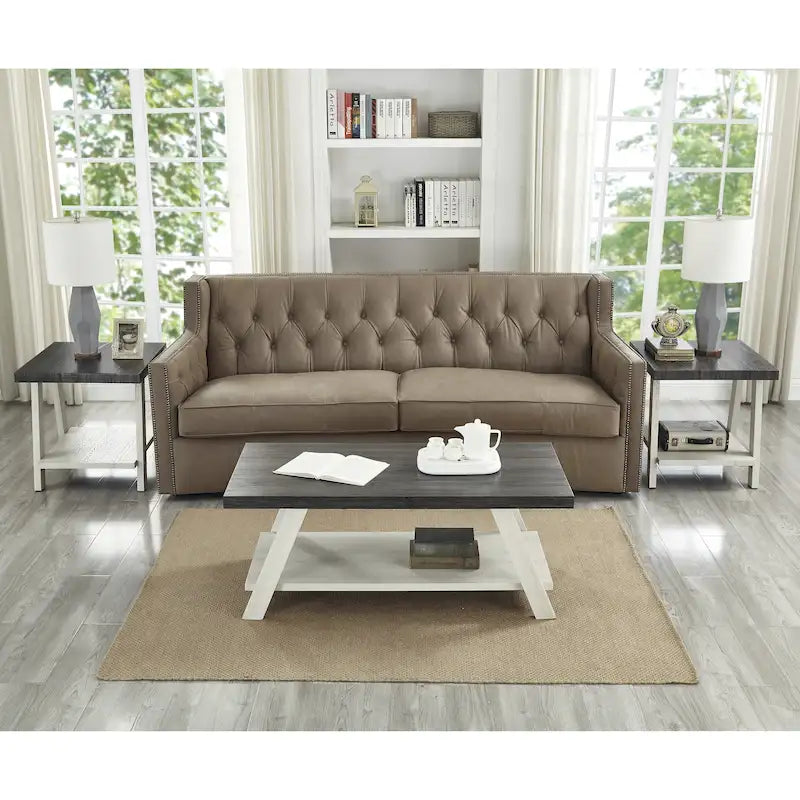 Contemporary 3-Piece Wood Shelf Coffee Table Set